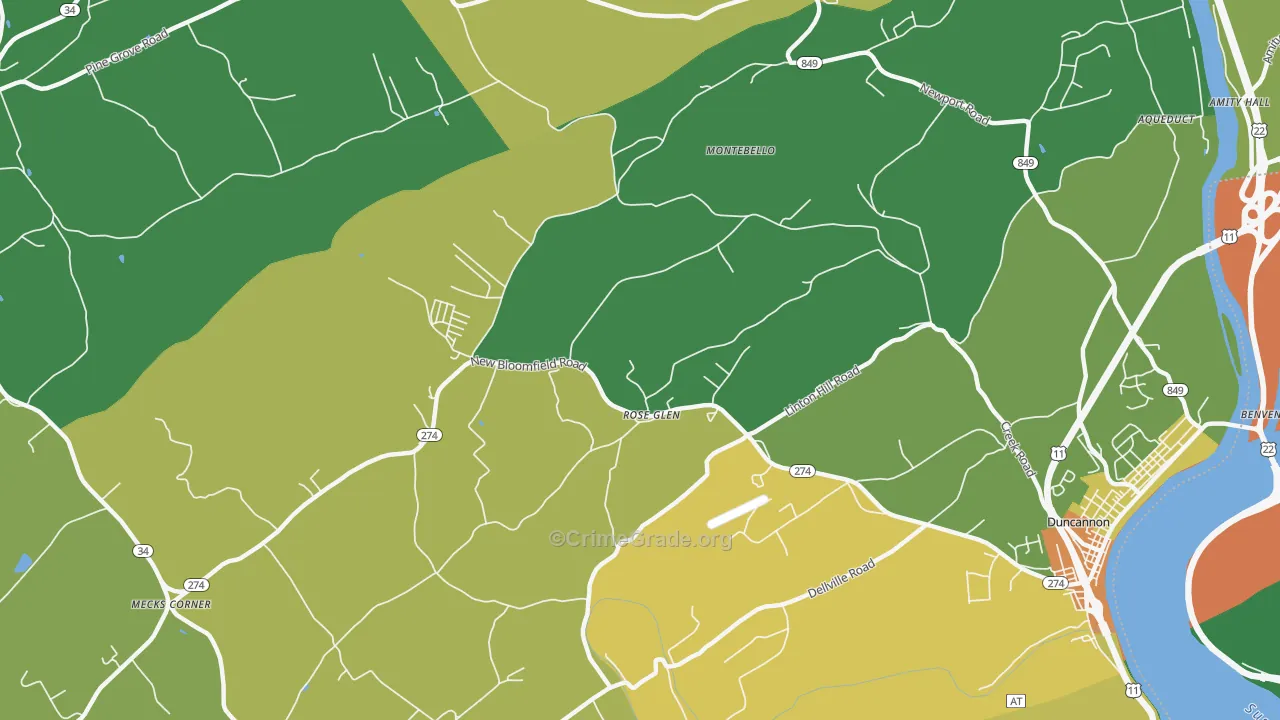 Roseglen, PA Map of Assault Rates