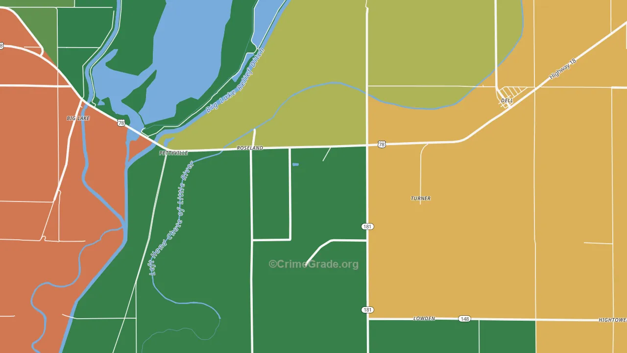 Roseland, AR Map of Assault Rates