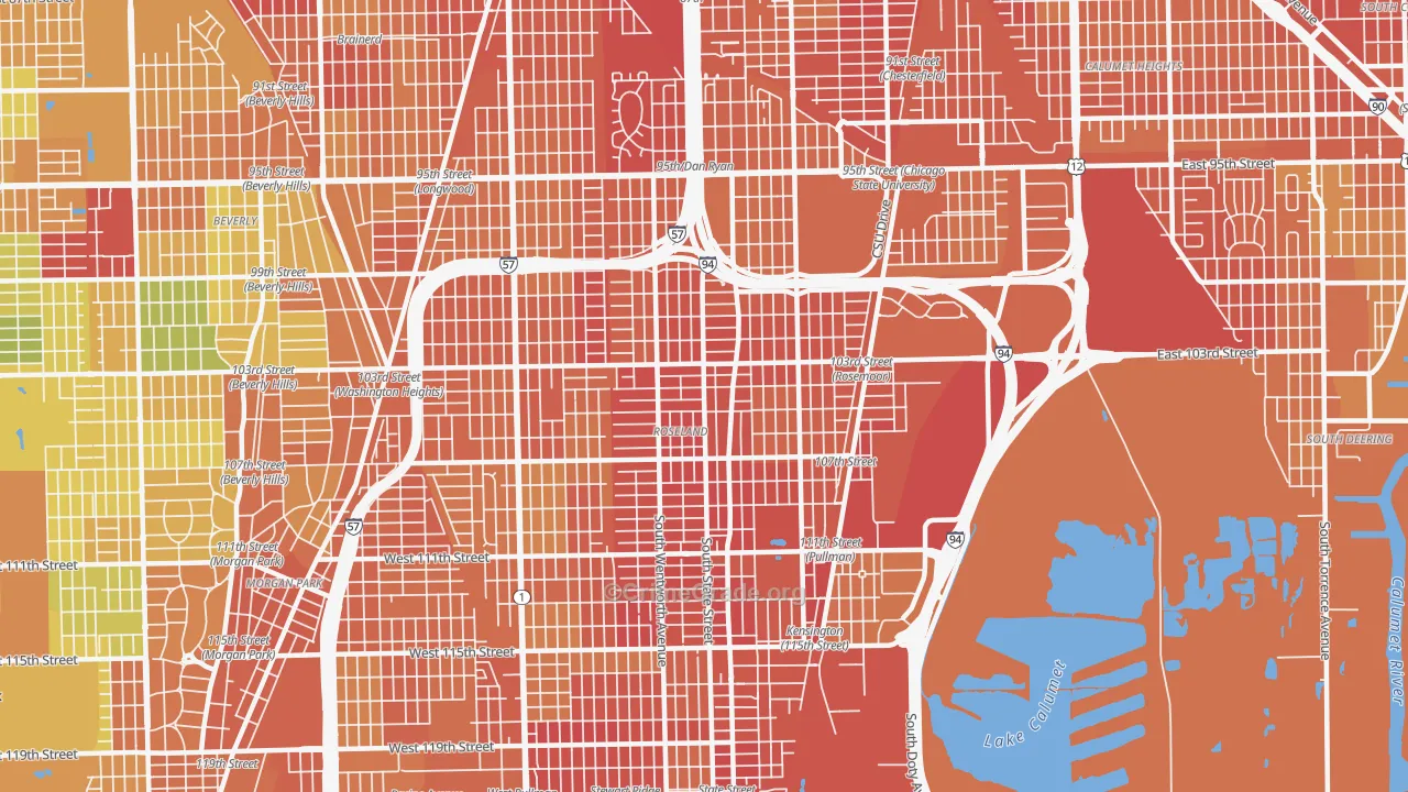 Roseland, Chicago, IL Map of Assault Rates