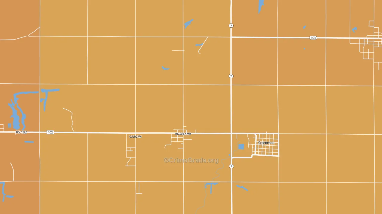 Roseland, KS Map of Assault Rates