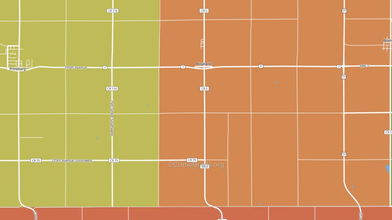 Roseland, MN Map of Assault Rates