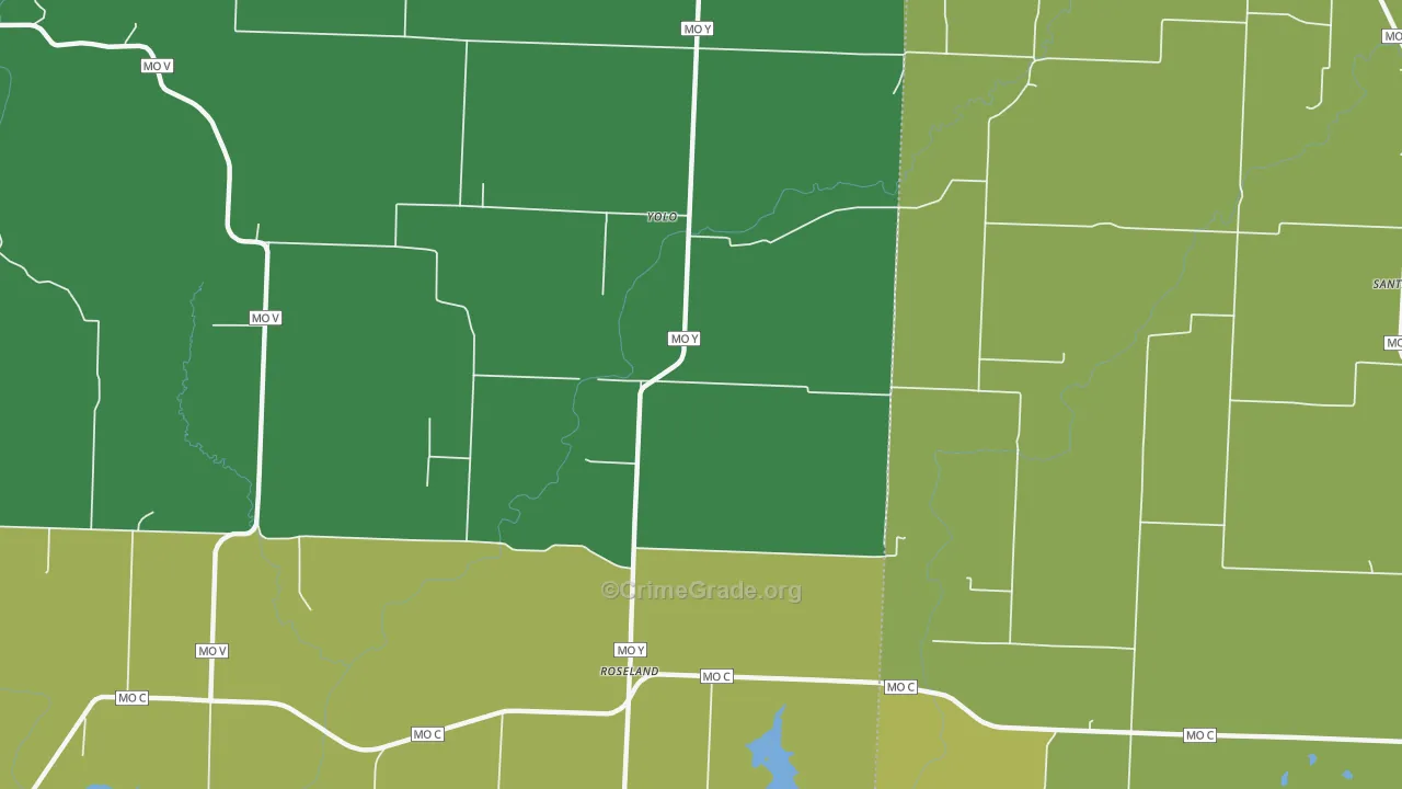 Roseland, MO Map of Assault Rates