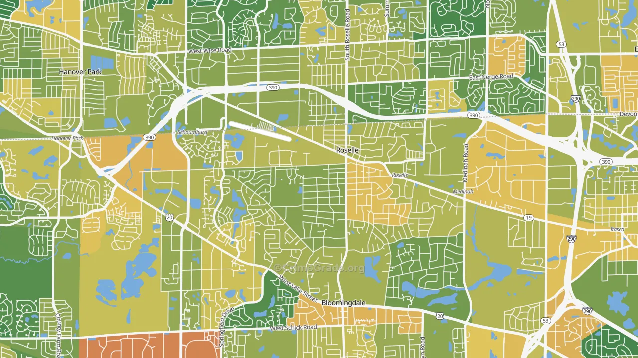 Roselle, IL Map of Assault Rates