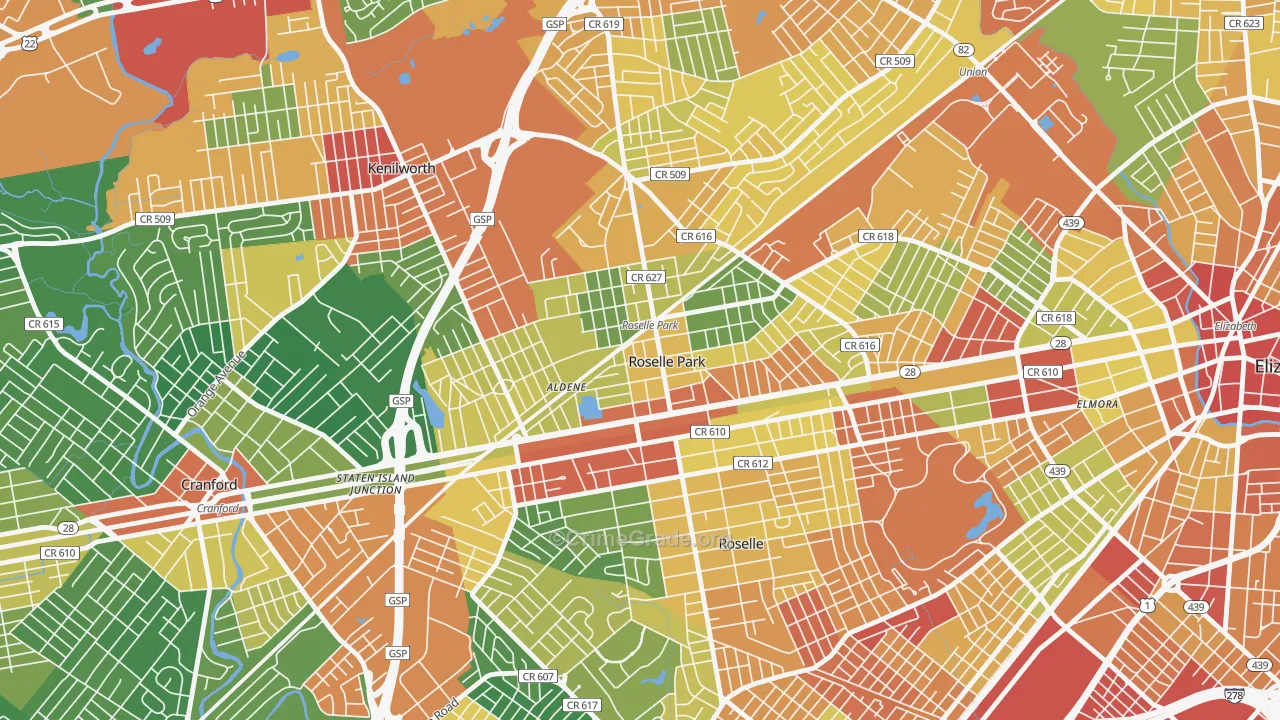 Roselle Park, NJ Map of Assault Rates