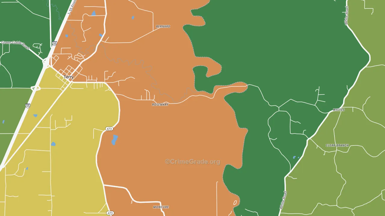 Rosemary, MS Map of Assault Rates
