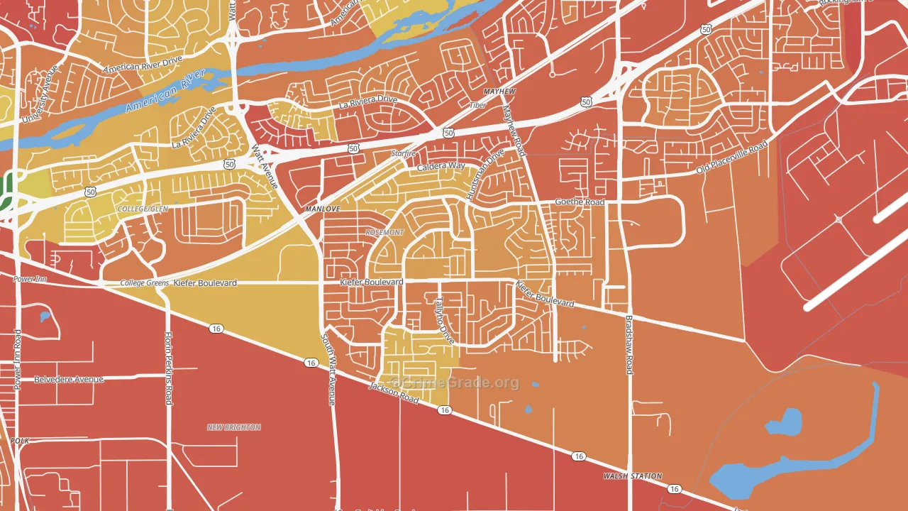 Rosemont, CA Map of Assault Rates