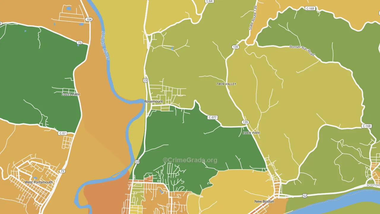 Rosemount, OH Map of Assault Rates