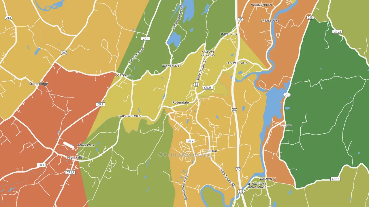Rosendale, NY Map of Assault Rates
