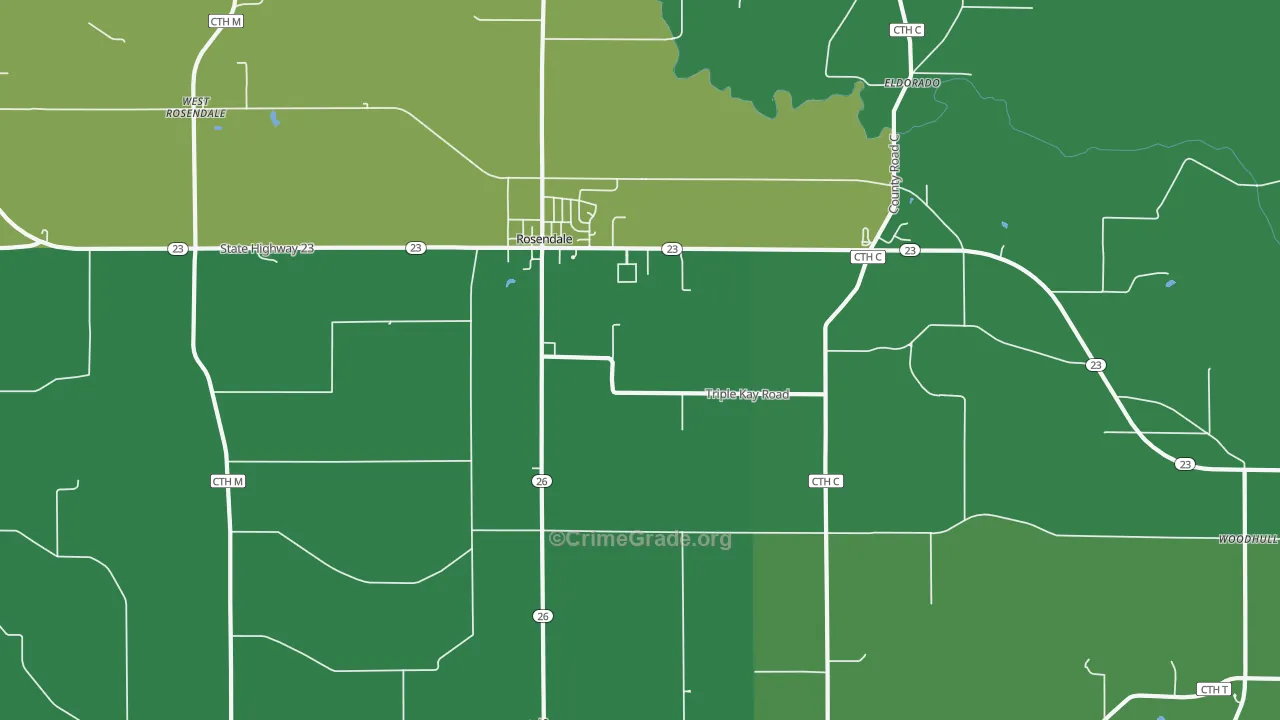 Rosendale, WI Map of Assault Rates