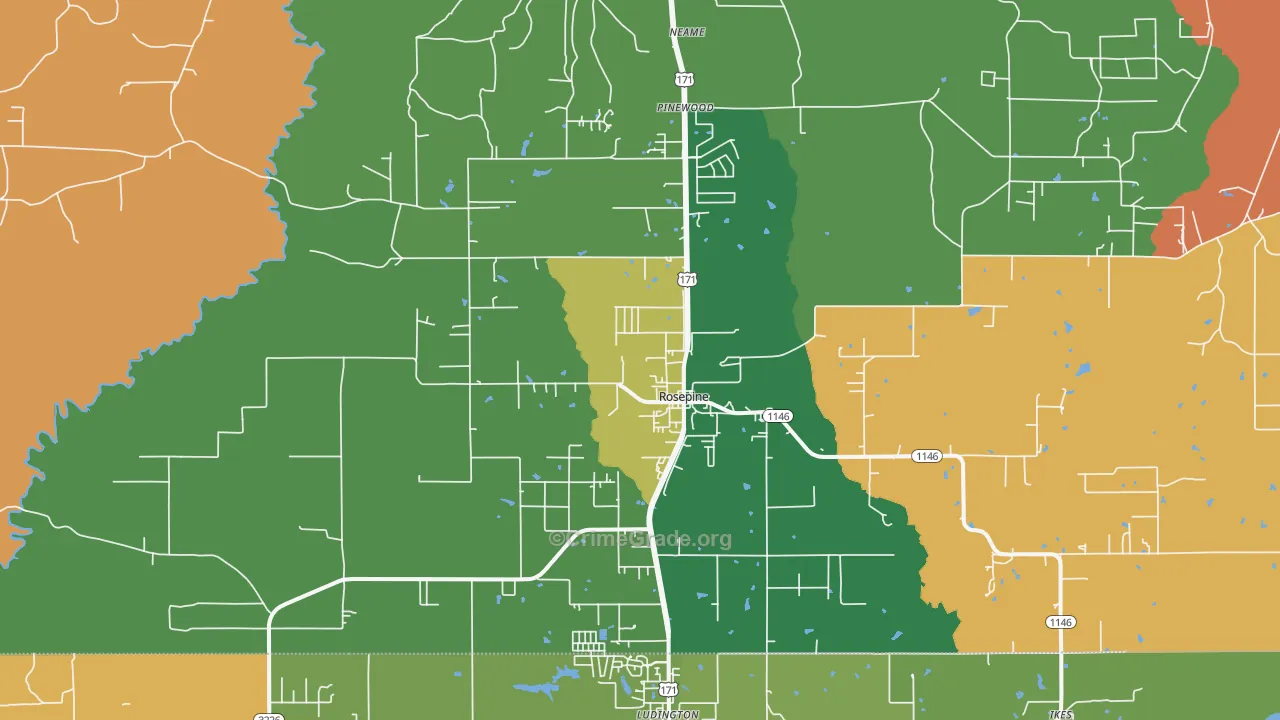 Rosepine, LA Map of Assault Rates
