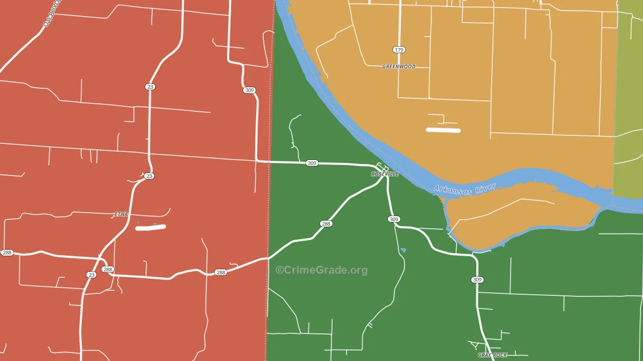 Roseville, AR Map of Assault Rates