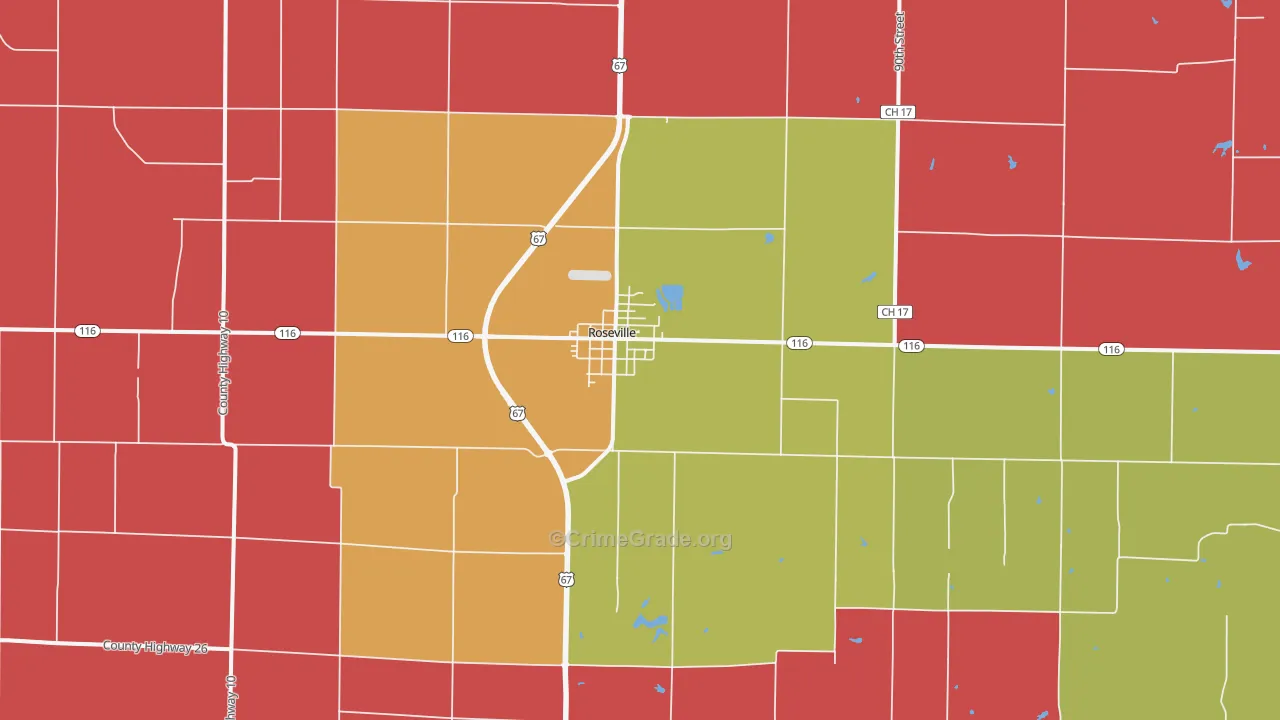 Roseville, IL Map of Assault Rates