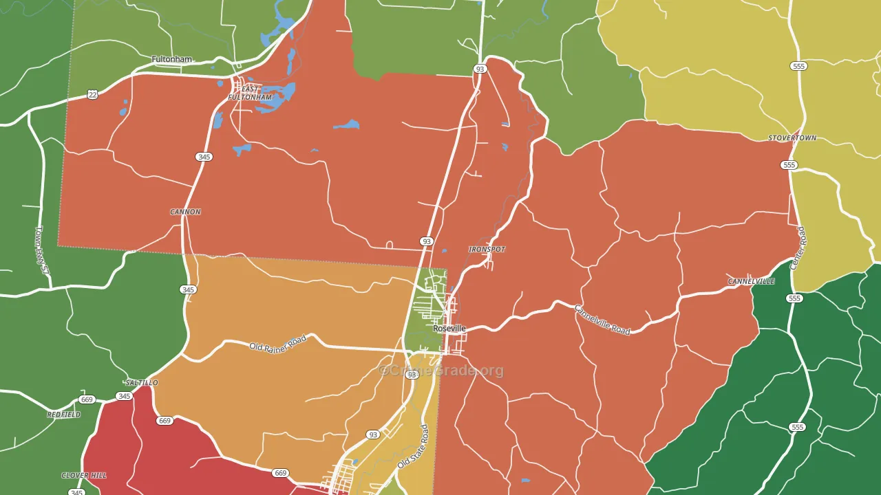Roseville, OH Map of Assault Rates