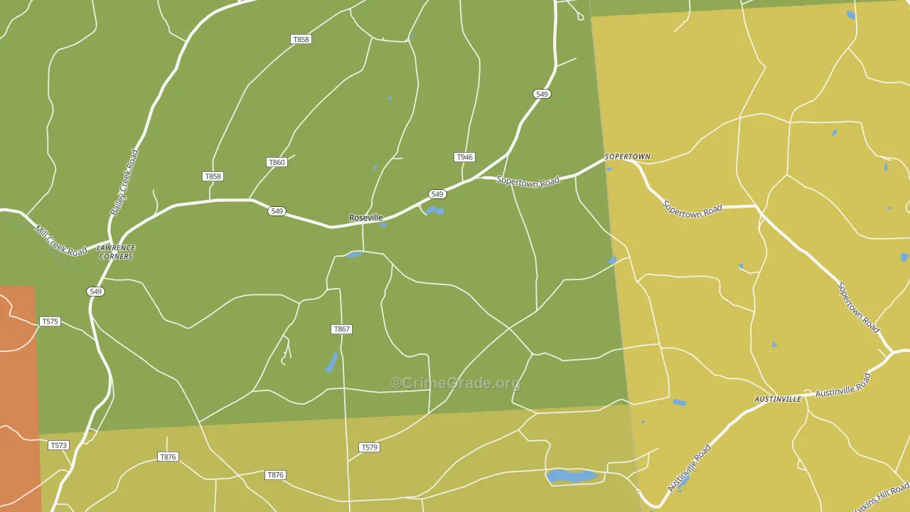 Roseville, PA Map of Assault Rates