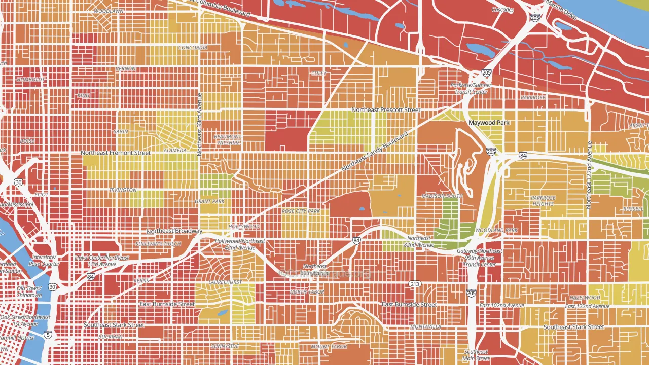 Roseway, Portland, OR Map of Assault Rates