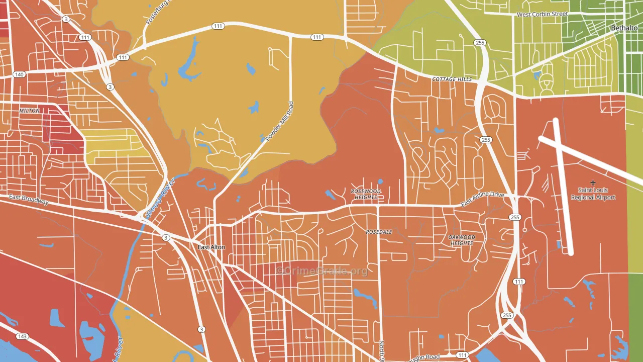 Rosewood Heights, IL Map of Assault Rates