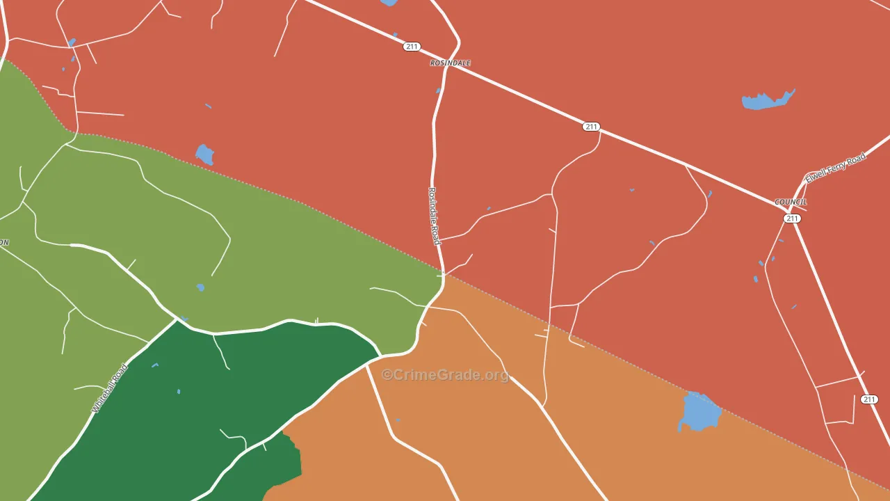 Rosindale, NC Map of Assault Rates