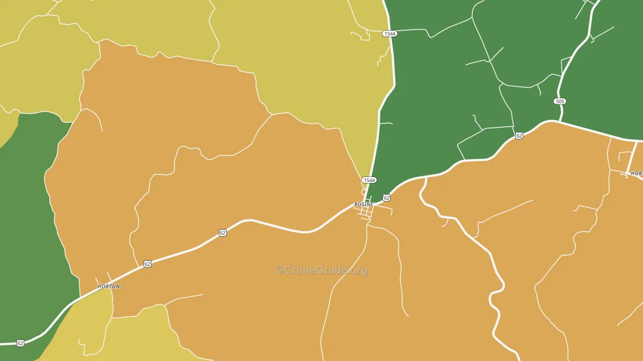 Rosine, KY Map of Assault Rates