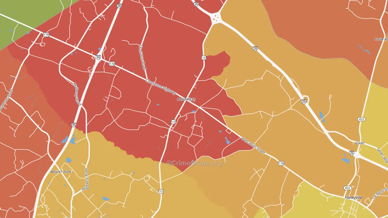 Rosinville, SC Map of Assault Rates