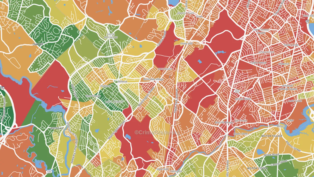 Roslindale, MA Map of Assault Rates