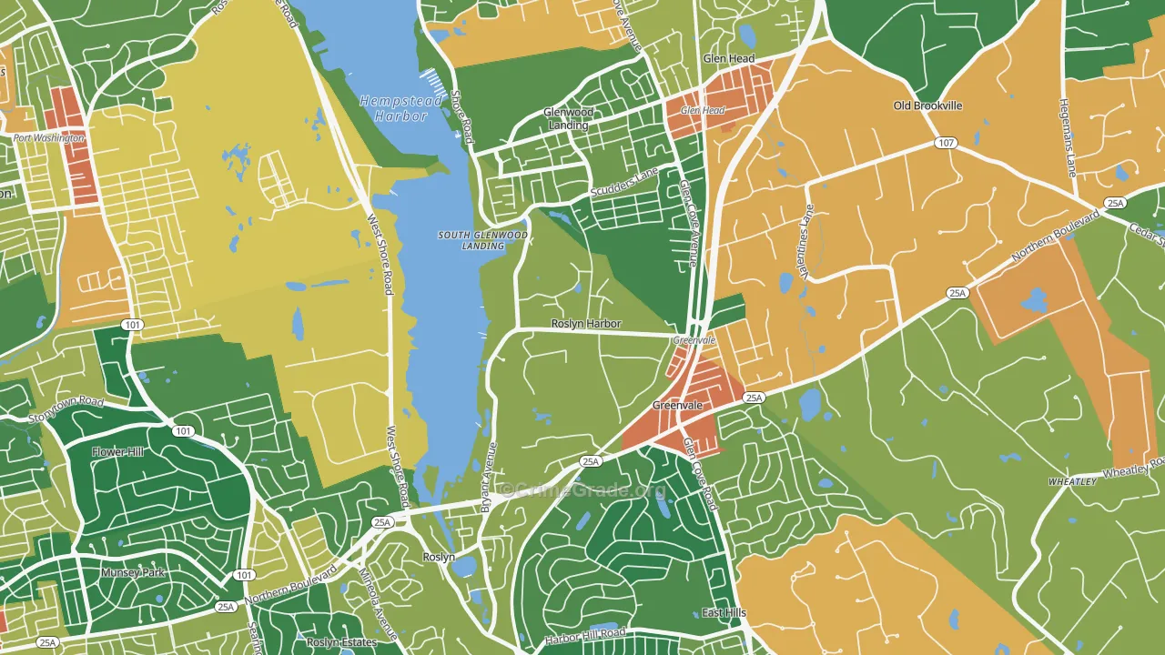 Roslyn Harbor, NY Map of Assault Rates