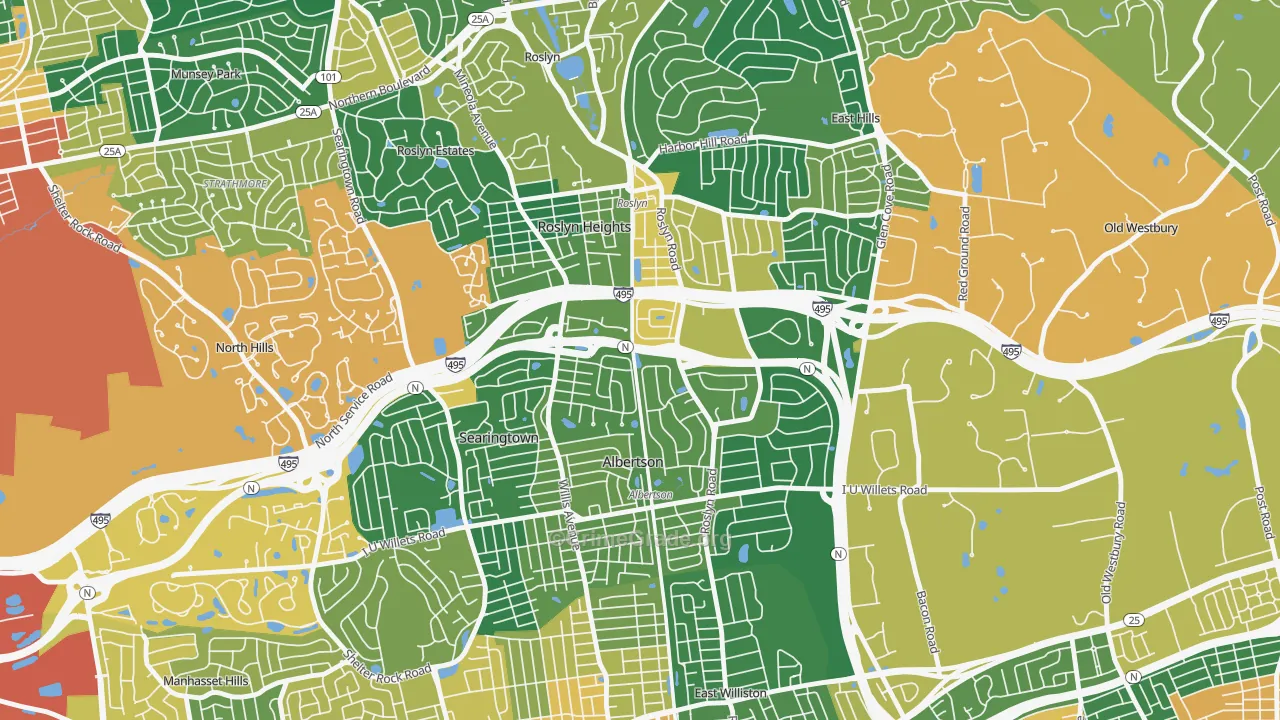 Roslyn Heights, NY Map of Assault Rates