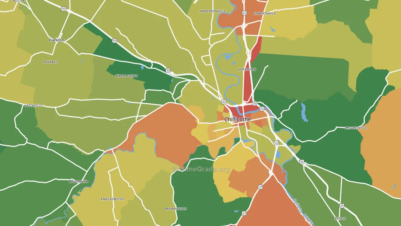 Ross County, OH Map of Assault Rates