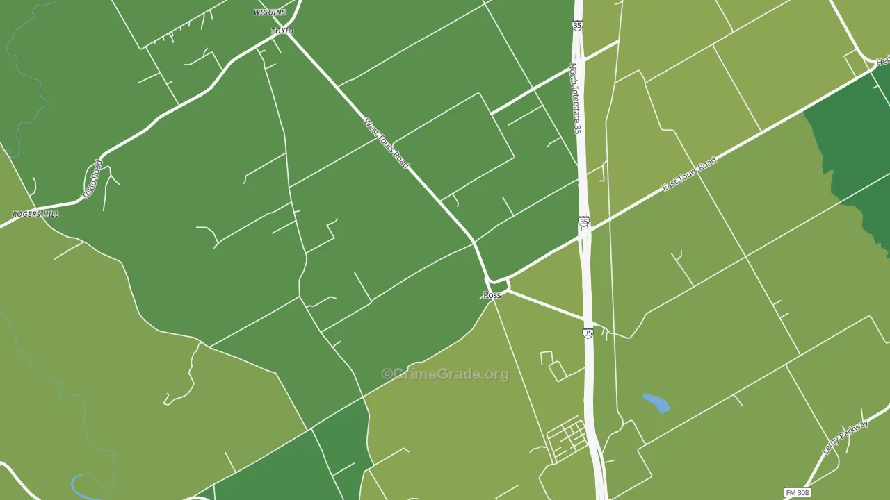 Ross, TX Map of Assault Rates