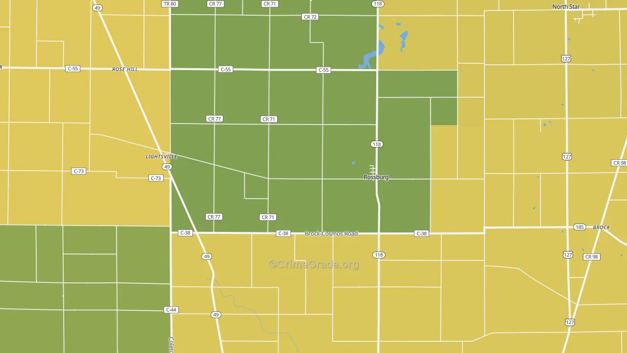 Rossburg, OH Map of Assault Rates