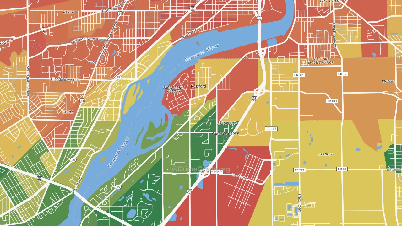 Rossford, OH Map of Assault Rates