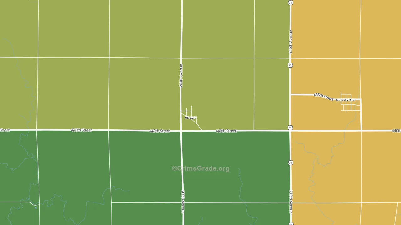 Rossie, IA Map of Assault Rates