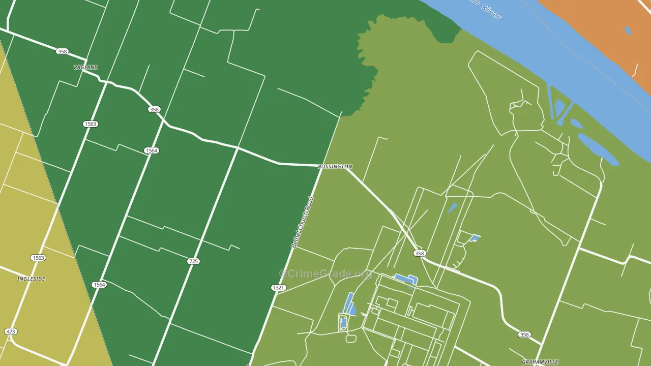 Rossington, KY Map of Assault Rates