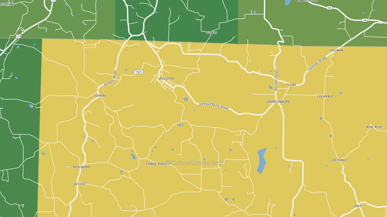 Rossiter, PA Map of Assault Rates