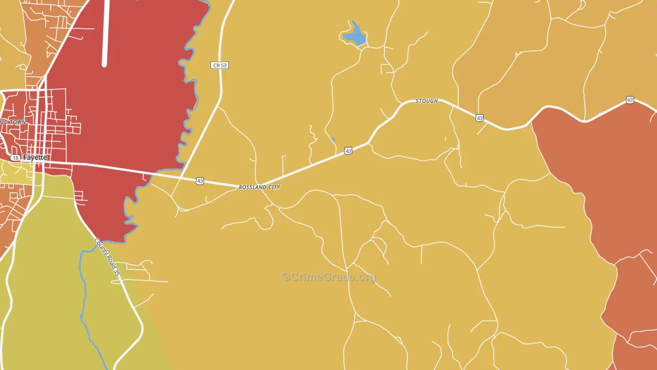 Rossland City, AL Map of Assault Rates