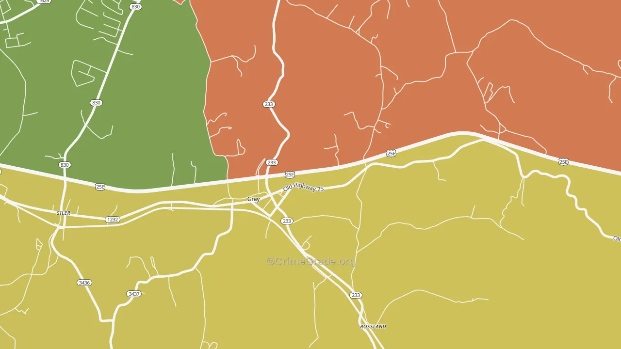 Rossland, KY Map of Assault Rates