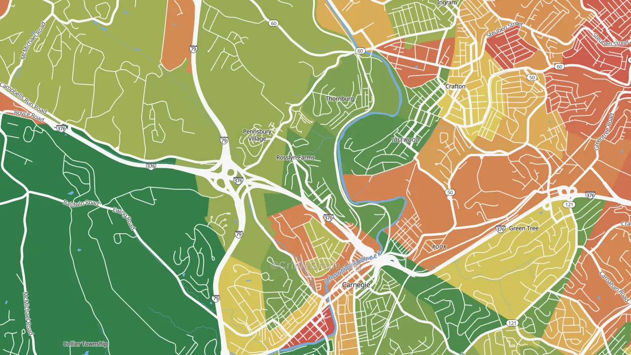 Rosslyn Farms, PA Map of Assault Rates