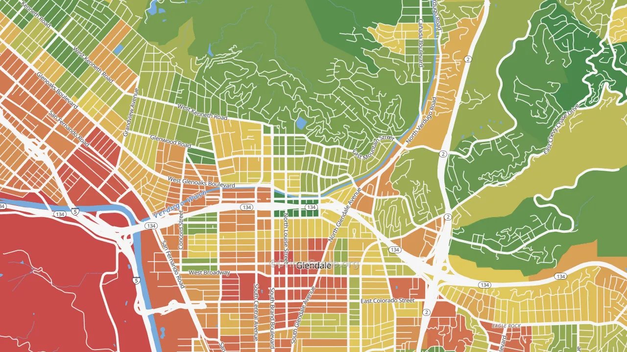Rossmoyne, Glendale, CA Map of Assault Rates