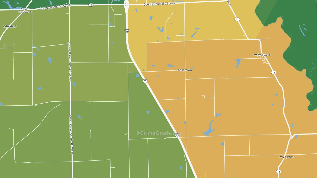 Rosstown, IN Map of Assault Rates
