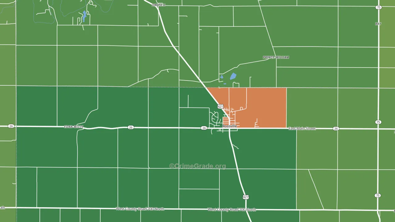 Rossville, IN Map of Assault Rates