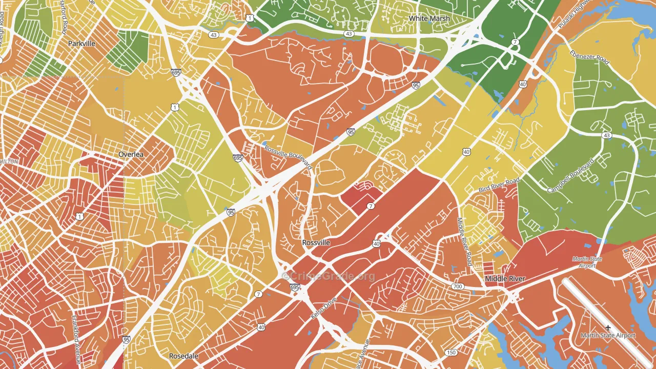 Rossville, MD Map of Assault Rates