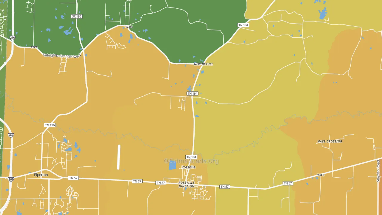 Rossville, TN Map of Assault Rates