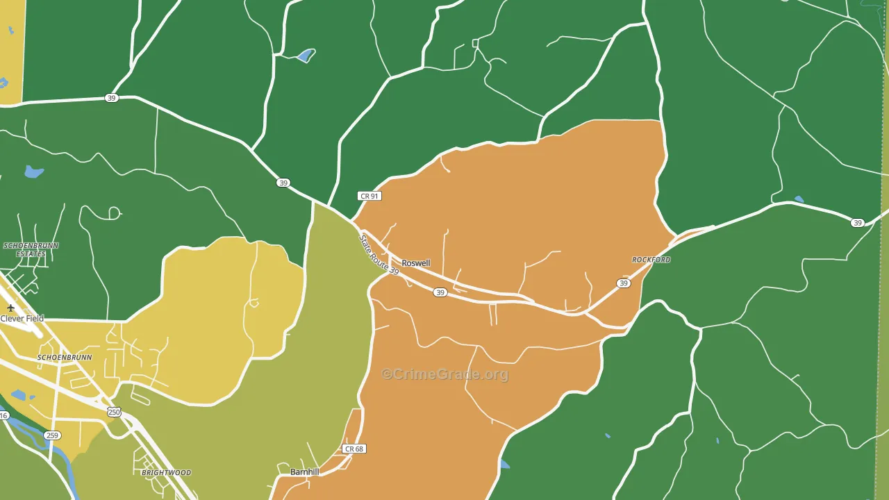 Roswell, OH Map of Assault Rates