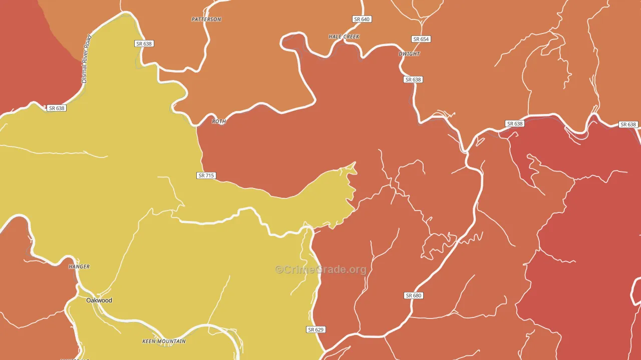 Roth, VA Map of Assault Rates