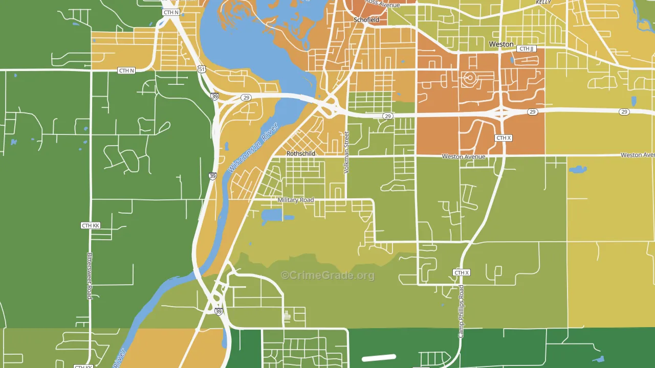 Rothschild, WI Map of Assault Rates