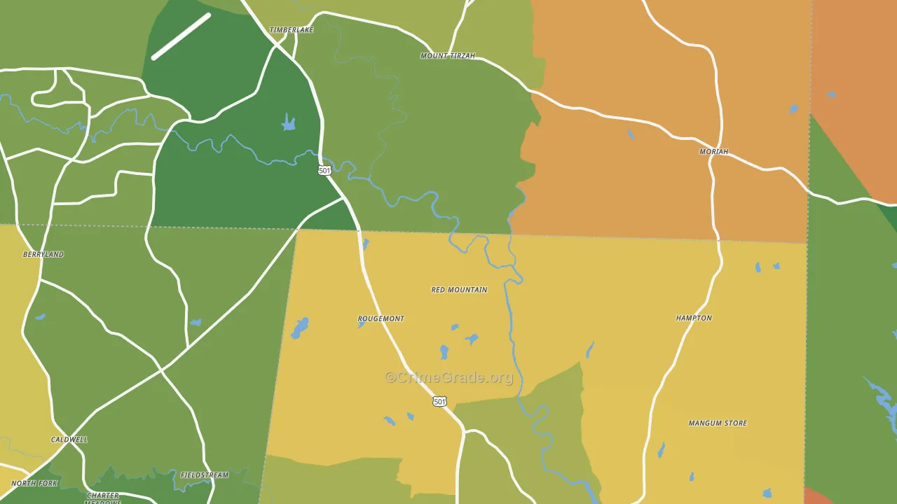 Rougemont, NC Map of Assault Rates
