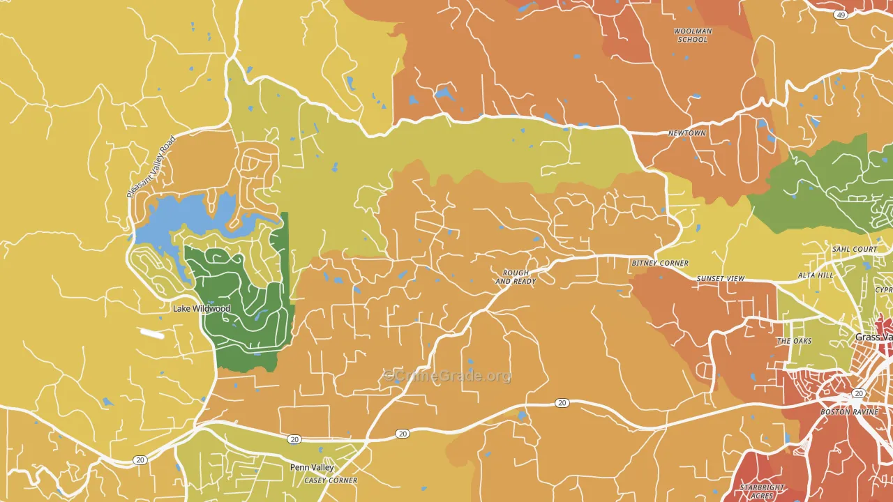 Rough And Ready, CA Map of Assault Rates