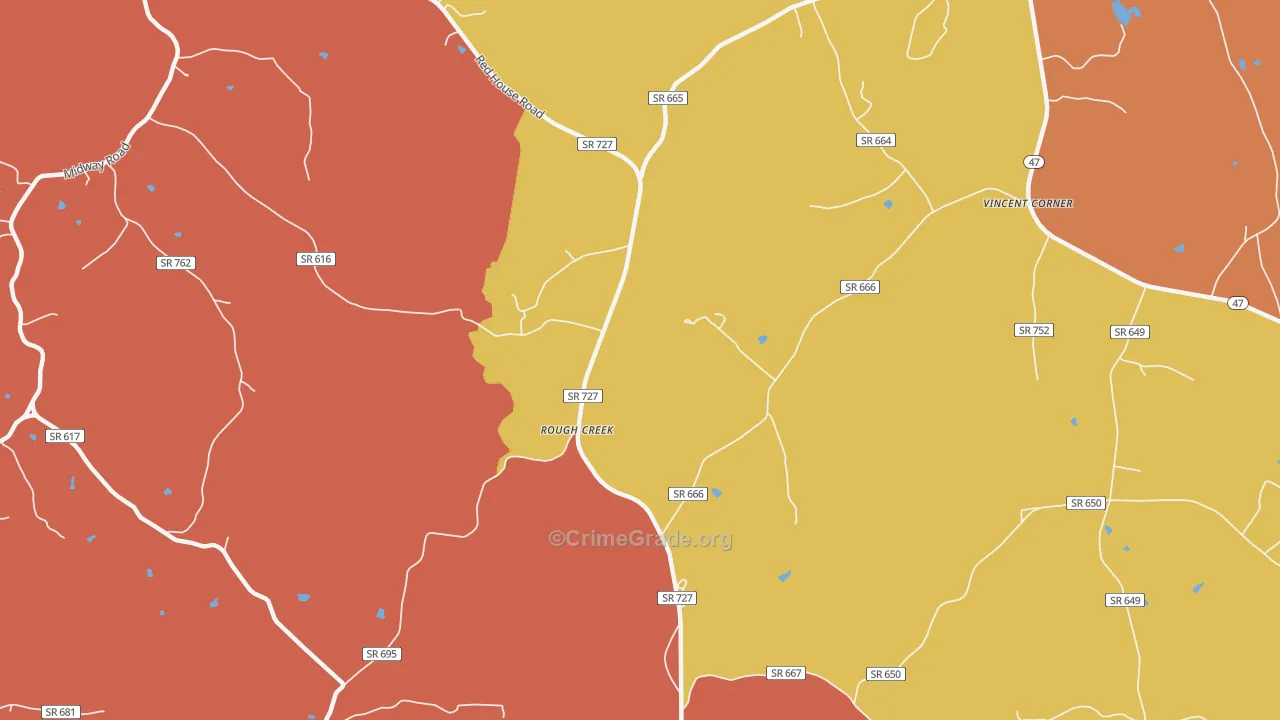 Rough Creek, VA Map of Assault Rates