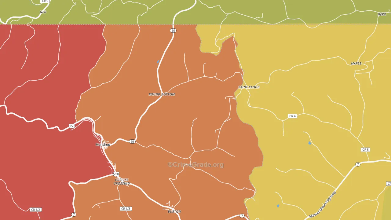 Round Bottom, WV Map of Assault Rates