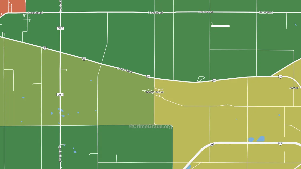 Round Grove, IL Map of Assault Rates