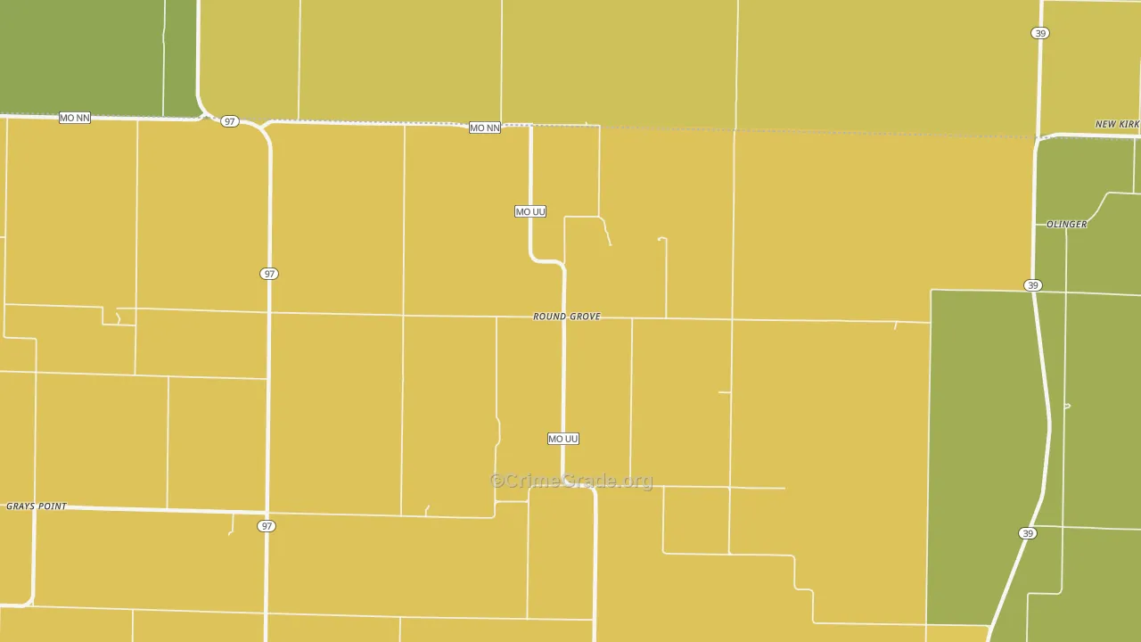 Round Grove, MO Map of Assault Rates